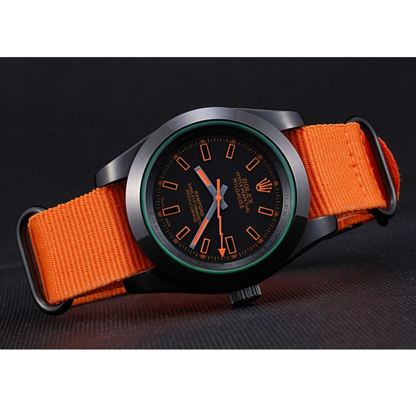 Aaa replica watch Milgauss Strap Rolex Bamford Orange Nylon 622003 0514